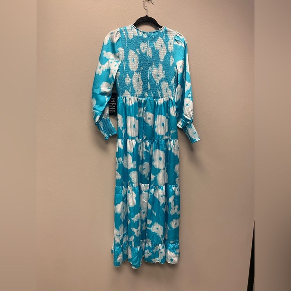 NWT TUCKERNUCK Turquoise Watercolor Floral Libby Dress Size Large - Picture 10 of 16